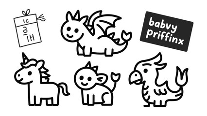 Obraz premium Fantasy Creatures: Adorable cartoon fantasy creatures in a whimsical world. Enchanting images to fire up imagination and wonder. 