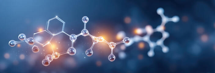 Biotechnology molecule molecular structure science glassy spheres lab concept glowing background