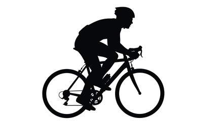 Obraz premium Silhouette of a cyclist riding a road bike in a dynamic pose