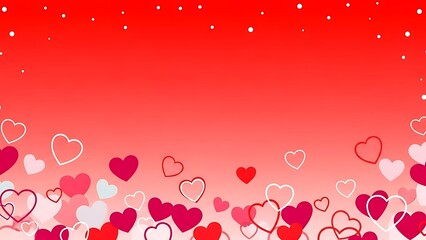 Red background with white dots and pink red hearts  valentines day concept