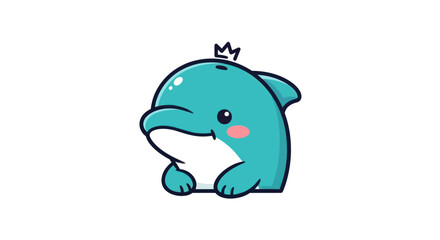 Cartoon dolphin with crown illustration