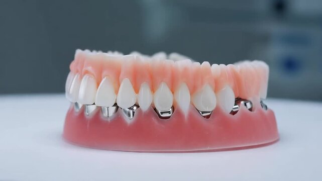 Dental Prosthesis Video showcasing implant-supported denture solution for missing teeth