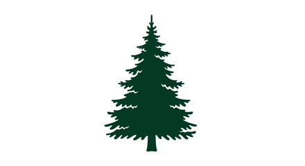 Obraz premium Simple silhouette of a dark green evergreen tree on a plain white background