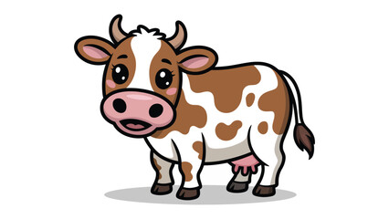 Fototapeta premium Happy Cow: A cheerful cow illustration with spots and a smiling face, radiating joy and simplicity.