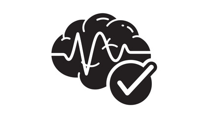 Obraz premium Brain wave pattern with a checkmark indicating approved mental health high quality professional detailed modern elegant