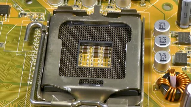 Computer motherboard with an empty processor socket