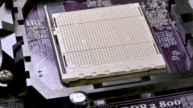 Computer motherboard with an empty processor socket