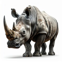 Obraz premium Black Rhinoceros Standing Alone Isolated Background.