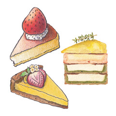 Bakery dessert watercolor elements for print