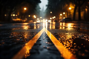 Rainy night street glow