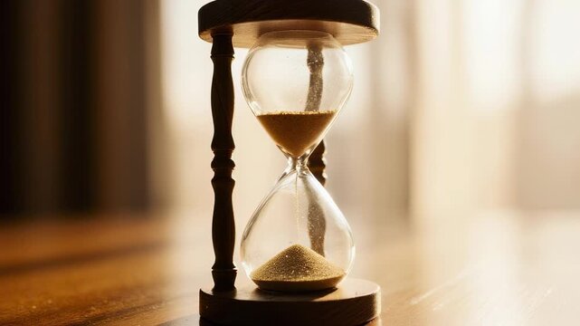 Elegant Hourglass Display: A Symbol of Time Passing and Reflection on Life's Fleeting Moments