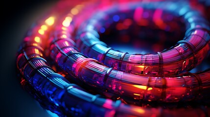 Colorful light tubes in a spiral