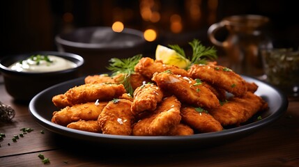 Crispy fried chicken wings with dipping sauce