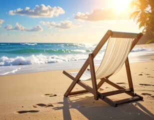 Beach chair on a sunny tropical beach vacation.