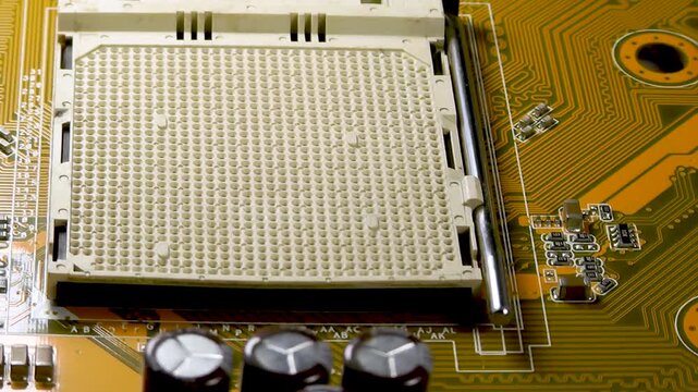 Computer motherboard with an empty processor socket