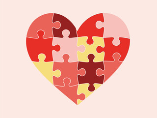 Symbolic heart-shaped puzzle illustrating connection, unity, and finding solutions in relationships or promoting well-being