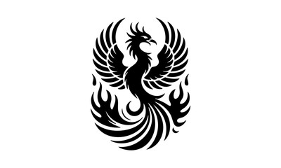 Tribal bird tattoo design in black silhouette style