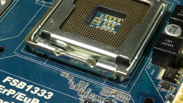 Computer motherboard with an empty processor socket