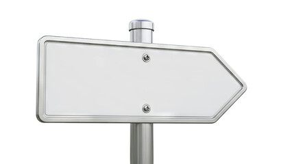 Blank directional street sign with silver border and pole