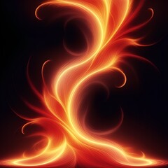Dynamic flowing energy curves in stunning vibrant orange and gold tones on dark background for creative projects needing a fiery touch and modern feel