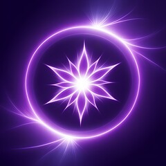 Modern purple starburst with glowing energy ring, perfect for tech startups, spiritual designs, or futuristic branding campaigns requiring vibrant, eye-catching art