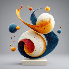 Colorful abstract 3d shapes floating in creative modern composition art