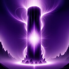 Stunning portal to another dimension with vibrant purple energy, glowing landscape, and magical fantasy atmosphere for commercial use in digital design projects