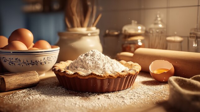 Baking cake with dough recipe ingredients