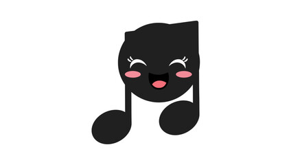 Fototapeta premium cute cartoon music note with smiling face