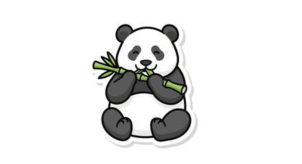 Cute panda eating bamboo © Free vector