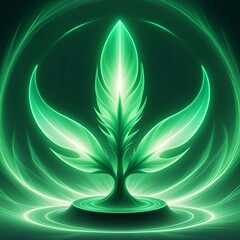 Elegant luminous green sprout with vibrant swirling energy for sustainable design and eco-friendly technology concepts, symbolizing nature and innovation