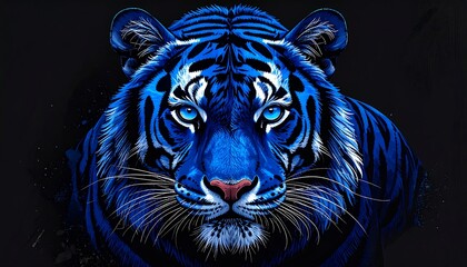 Obraz premium Blue Tiger Gaze - A Captivating Portrait of Feline Majesty.