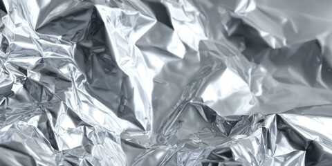 a crumpled aluminum foil texture, shiny and reflective.
