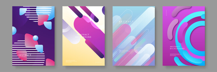 Fototapeta premium Soft abstract backgrounds featuring fluid rounded pill shapes and gradient colors with clean minimalist typography