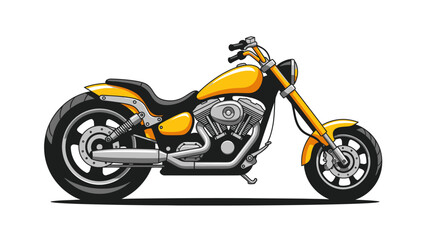 Obraz premium Yellow Chopper Motorcycle, Classic Cruiser Bike, Pixel Art Style