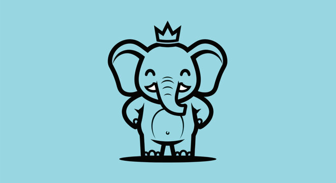 Cartoon elephant with crown illustration