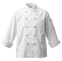 White chef jacket with long sleeves, isolated on transparent background