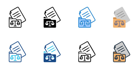Legal Filing icons set multiple style collection. Editable stroke 
