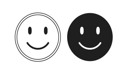 Fototapeta premium Two smiley faces in black and white on a plain