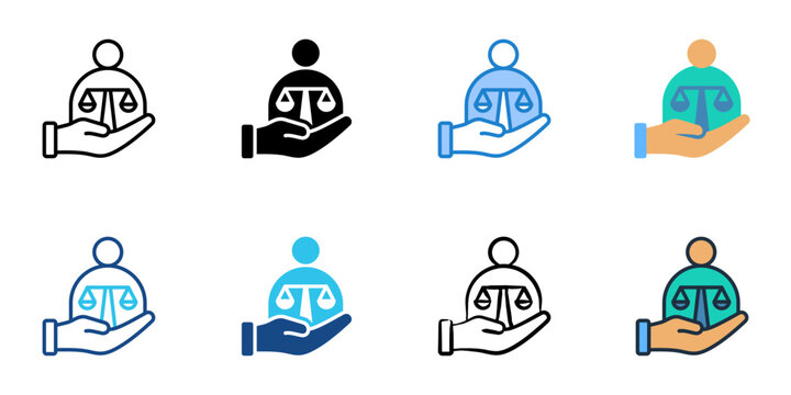 Paralegal icons set multiple style collection. Editable stroke 
