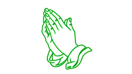 Fototapeta premium Green Praying Hands Illustration on White Background