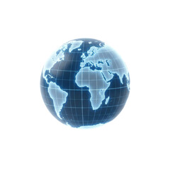 Fototapeta premium Glowing Blue Digital Earth Hologram With Connected Data Points On Black Background