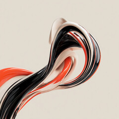 Abstract flowing paint waves with glossy red and black liquid motion