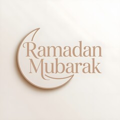 a clean minimalist greeting card design of Ramadan Mubarak