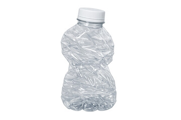 Crumpled plastic bottle on a transparent background illustrating waste, recycling, and environmental pollution