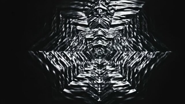 Sacred geometry patterns forming on water surface through cymatic vibration, creating a meditative and hypnotic mandala ripple effect
