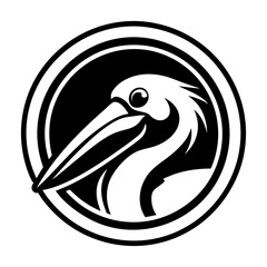 Obraz premium Glyph Style Pelican Bird Emblem Icon