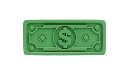 Fototapeta premium Green dollar bill symbol with embossed circular details isolated on a transparent background