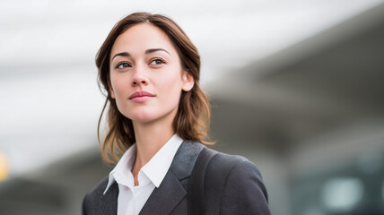 Confident businesswoman professional woman business portrait corporate attire modern office leadership concept career success