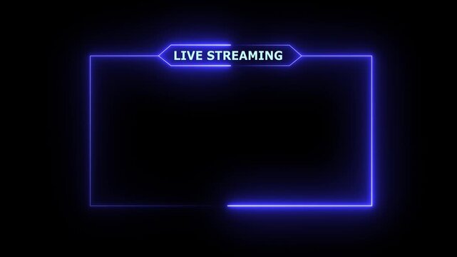 live streaming neon text frame animation box frame neon frame live streaming game live Stream overlay animation for live streaming video Titles 4k
